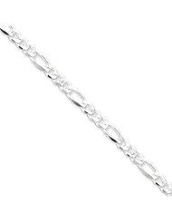 Sterling Silver 4.75mm Pave Flat Figaro Chain