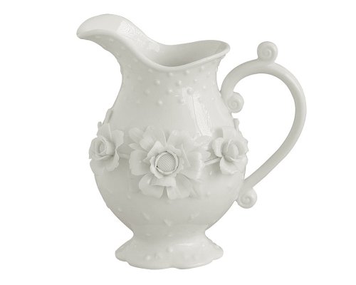 Gracie China, Rosalie Collection, 7-Inch Pitcher, White Fine Porcelain