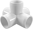 FORMUFIT F0015WC-WH-4 5-Way Cross PVC Fitting, Furniture Grade, 1" Size, White (Pack of 4)