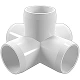 FORMUFIT F1145WC-WH-4 5-Way Cross PVC Fitting, Furniture Grade, 1-1/4" Size, White (Pack of 4)