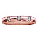 14k Rose Gold Three Stone Diamond Wedding Ring (0.15 ctw)