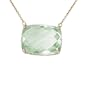10k Yellow Gold Cushion Cut Green Amethyst Necklace, 16"