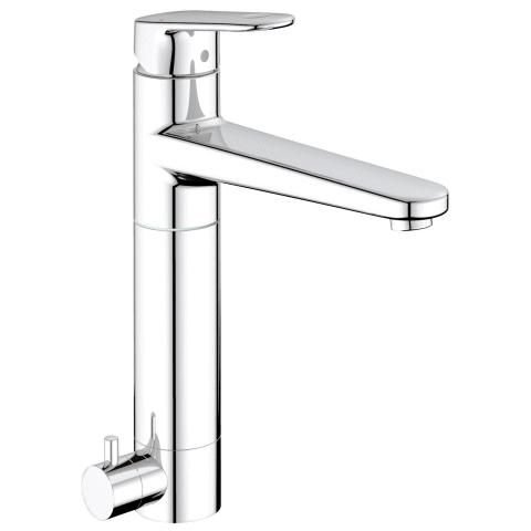 Grohe 33932002 Europlus Einhand-Sp&uuml;ltischbatterie und Einlochmontage mit integriertem Ger&auml;teabsperrventil