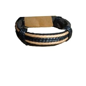 HAWAIIAN SURFER STYLE LEATHER HEMP ADJ BRACELET