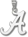 Alabama Crimson Tide 1 1/2 Script A Pendant - Sterling Silver Jewelry