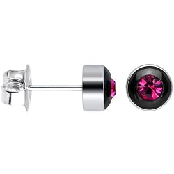 5mm Bezel January Birthstone Stud Earrings