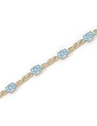 14kt Yellow Gold Oval Aquamarine Bracelet.