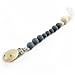Organic Silicone Pendant Baby Teething Toy(1pc)Unfinished Wooden Beads&Dummy Pacifier Clip Montessori Nursing Shower Gifts-BLACK