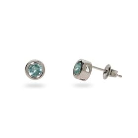 Aquamarine Cubic Zirconia Bezel Set Studs