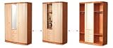 B33 2-Door Wardrobe w Mirror & Bar Shelf by Pantek