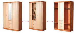 B33 2-Door Wardrobe w Mirror & Bar Shelf by Pantek