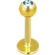 14 Gauge 3/8 Aqua Gem Gold Plated Labret Monroe