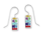 .925 Silver Rectangular Multi-Stone Inlay Earrings