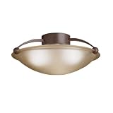 Kichler Lighting 8406TZ 3-Light Semi-Flush Ceiling Light, Tannery Bronze with Etched Sunset Glass