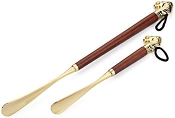 Jasoy brass lion's head high grade wooden handle shoe horn (58cm)