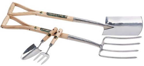 Draper Expert 89902 Stainless Steel Digging Fork and Spade Set with FSC-Certified Ash Handles and Free Hand Trowel and Fork