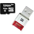 TOPRAM 8GB microSD microSDHC 8G Memory Card Class 4 with SD Adapter and R10 Card Reader