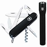 Victorinox Swiss Army Black Camper Pocket Knife and AA LED Flashlight - 58527