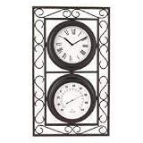 Hanging Wall Clock and Thermometer Indoor Outdoor by