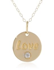 Duragold 14k Yellow Gold Diamond Accent Organic "LOVE" Pendant Necklace, 18"