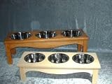 A Leg Up Three Bowl Dog Feeder-Small-HONEY PINE FINISH