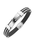 Forzieri Men's Rubber and Sterling Silver Strand Bracelet