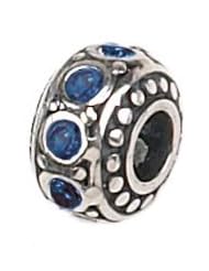 Genuine Zable (TM) Product. 925 Sterling Silver September Birthstone Wheel Bead Charm. 100% Satisfaction Guaranteed.