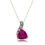 Pink Sapphire Pendant W/ Diamond 10K Gold Trillion New
