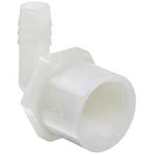 Thogus Nylon Tube Fitting, 90 Degree Elbow, White, NPT Female x Barbed