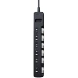 ELECOM 雷ガードタップ 個別スイッチ ホコリシャッター付 6個口 2.5m BK T-K04-2625BK