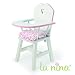 La Nina - Chaise haute pour poupA e de 22 cm bois blanc - Fleurs roses : Anita
