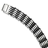 Stainless Steel Black Rubber Bracelet SRB208-8.75