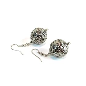 Tibetan Buddhist Prayer Wheel Ball Dangle Earrings
