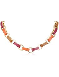 Anne Klein "Dalton" Gold-Tone Multi-Leather Link Collar Necklace, 17"