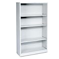HON Metal Bookcase, 4 Shelves, 34-1/2 W by 12-5/8 D by 59 H, Light Gray