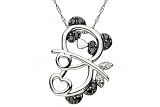 1/8 Carat Black & White Diamond 14K White Gold Panda Bear Pendant w/ Chain
