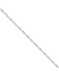 14k White Gold 18in 1mm Singapore Necklace Chain. Metal Wt- 0.91g