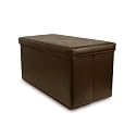Furniture online: Bellagio-Italia Bench Storage Ottoman (Hazelnut) Faux Leather