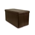 Bellagio-Italia Bench Storage Ottoman (Hazelnut) Faux Leather