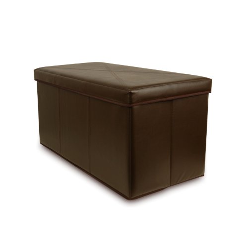 Bellagio-Italia Bench Storage Ottoman (Hazelnut) Faux Leather