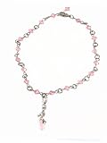 Anklet - A55 - Sized to Fit - Swarovski (tm) Crystal Beads ~ Lt. Rose (Lt. Pink) with Hi-Heel Mule Shoe Charm