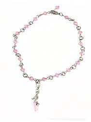 Anklet - A55 - Sized to Fit - Swarovski (tm) Crystal Beads ~ Lt. Rose (Lt. Pink) with Hi-Heel Mule Shoe Charm