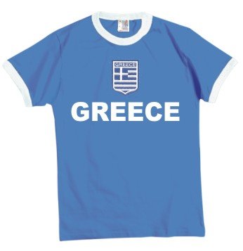 Griechenland T-Shirt im Trikot Look + Wappen S-XXL blau/weiss L