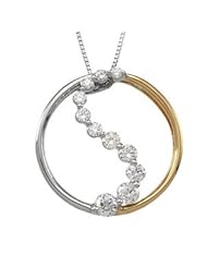 CleverEves 14K White Gold Yellow Gold 1 2 Ct Tw Journey Two Tone Diamond Pendant