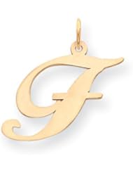 14k Yellow Gold Large Fancy Script Initial F Charm. Gold Wt- 0.68g.
