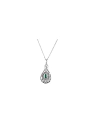 May Birthstone Tear Ash Pendant with Chain, Card and Box in Sterling Silver