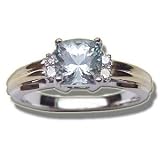 .10CT 6MM CHECKERCUT LADIES AQUA TWOTONE RING