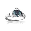 14K White Gold Heart Created Alexandrite Celtic Claddagh Ring