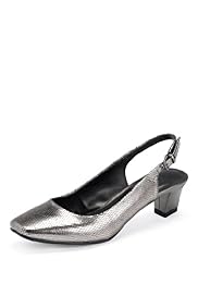 Footglove™ Original Leather Square Toe Sling Back Court Shoes