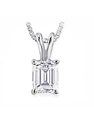 VS 0.50Ct Emerald Diamond Solitaire Pendant 14K Gold Certified